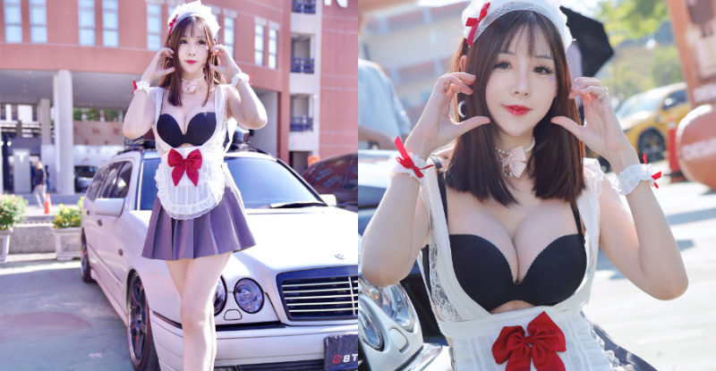 南台车展又遇爆乳女仆「蒋摸摸」！ 「傲人上围」展现超强车头灯！